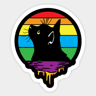 Curious Cat Rainbow Sunset Sticker